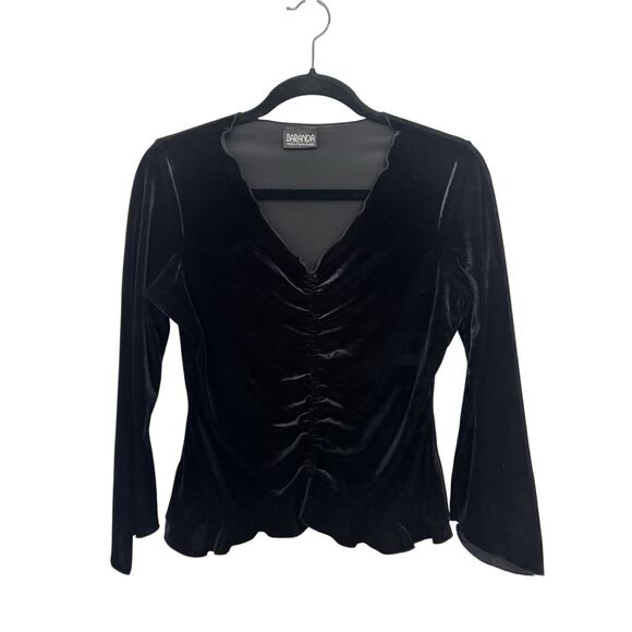 VTG Baranda Velvet Ruched Women’s Top Size Small Witchy Whimsigoth Romantic - Picture 1 of 6